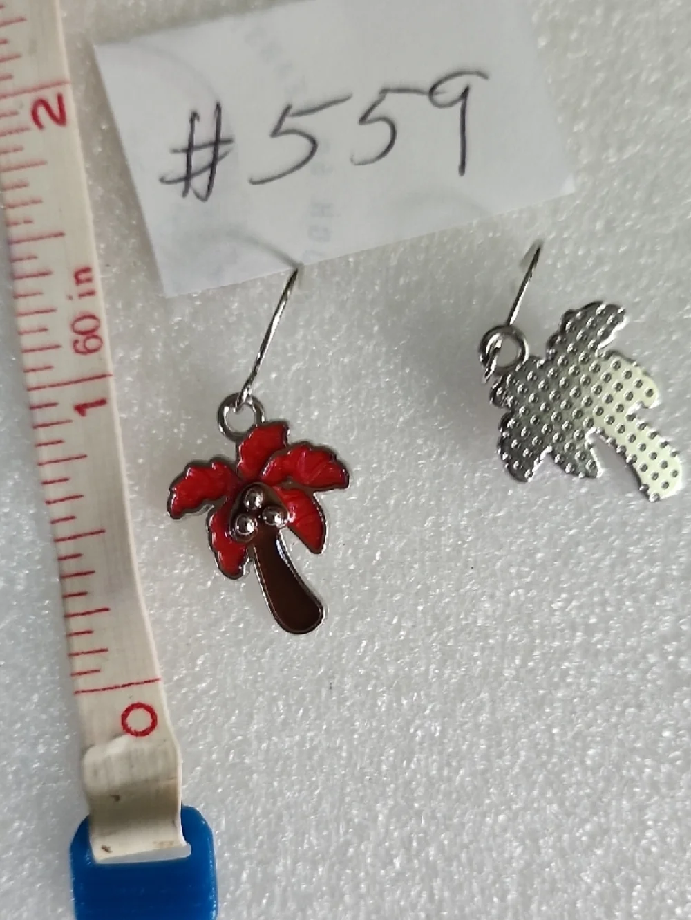 Hand Crafted Red Palm Tree Enamel Drop Earrings - Women Jewelry